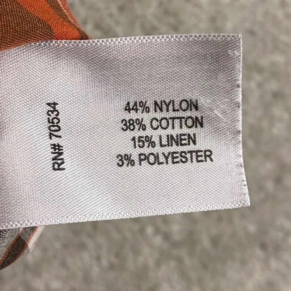 Orvis Button Up Shirt Mens XL Orange Plaid Classic Fit Linen Blend Short Sleeve - Picture 4 of 10